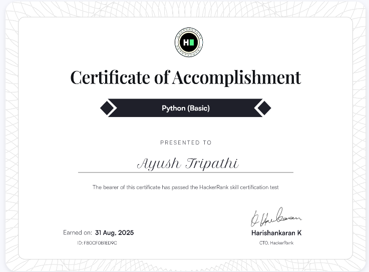 HackerRank Python Basic Certificate